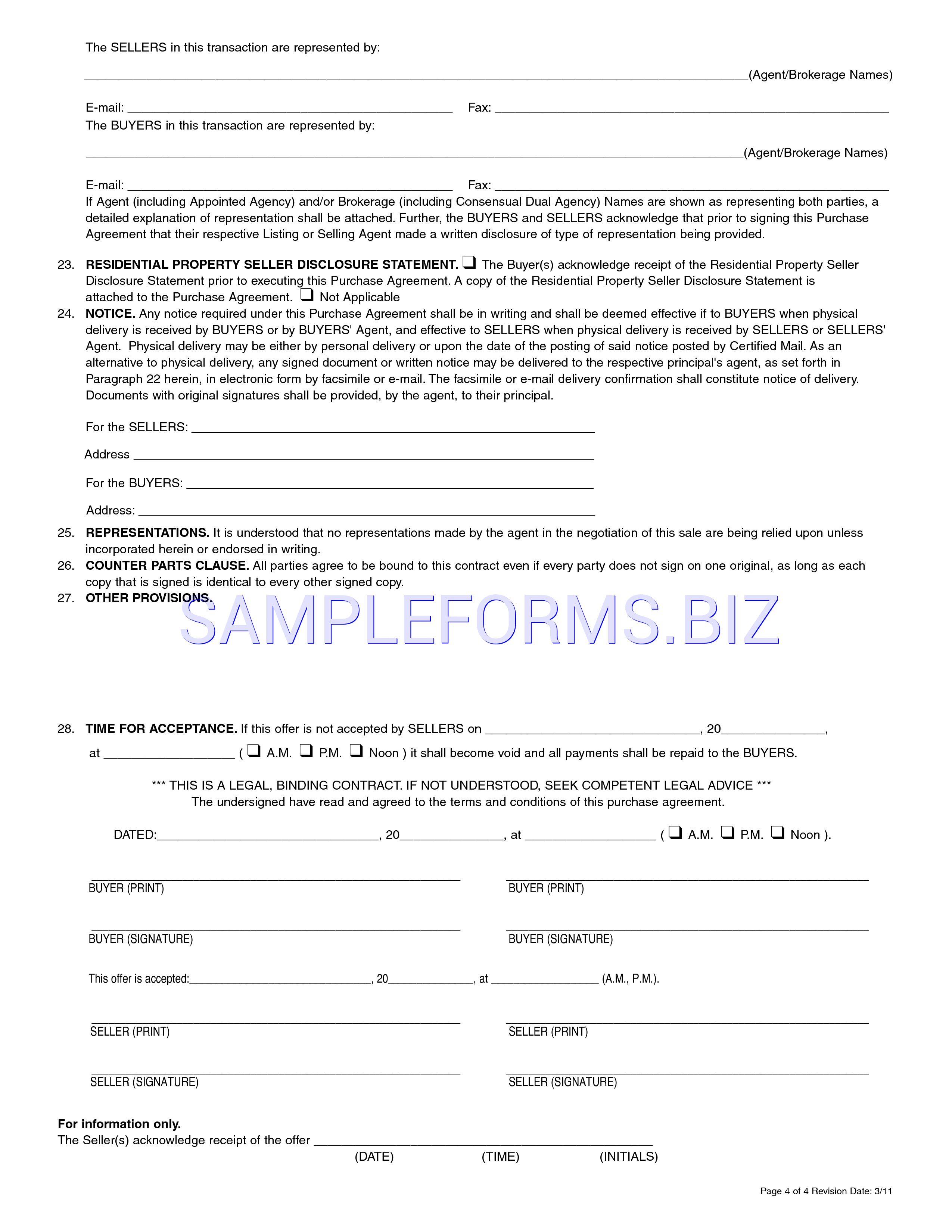 Preview free downloadable Iowa Residential Real Estate Purchase Agreement Form in PDF (page 4)